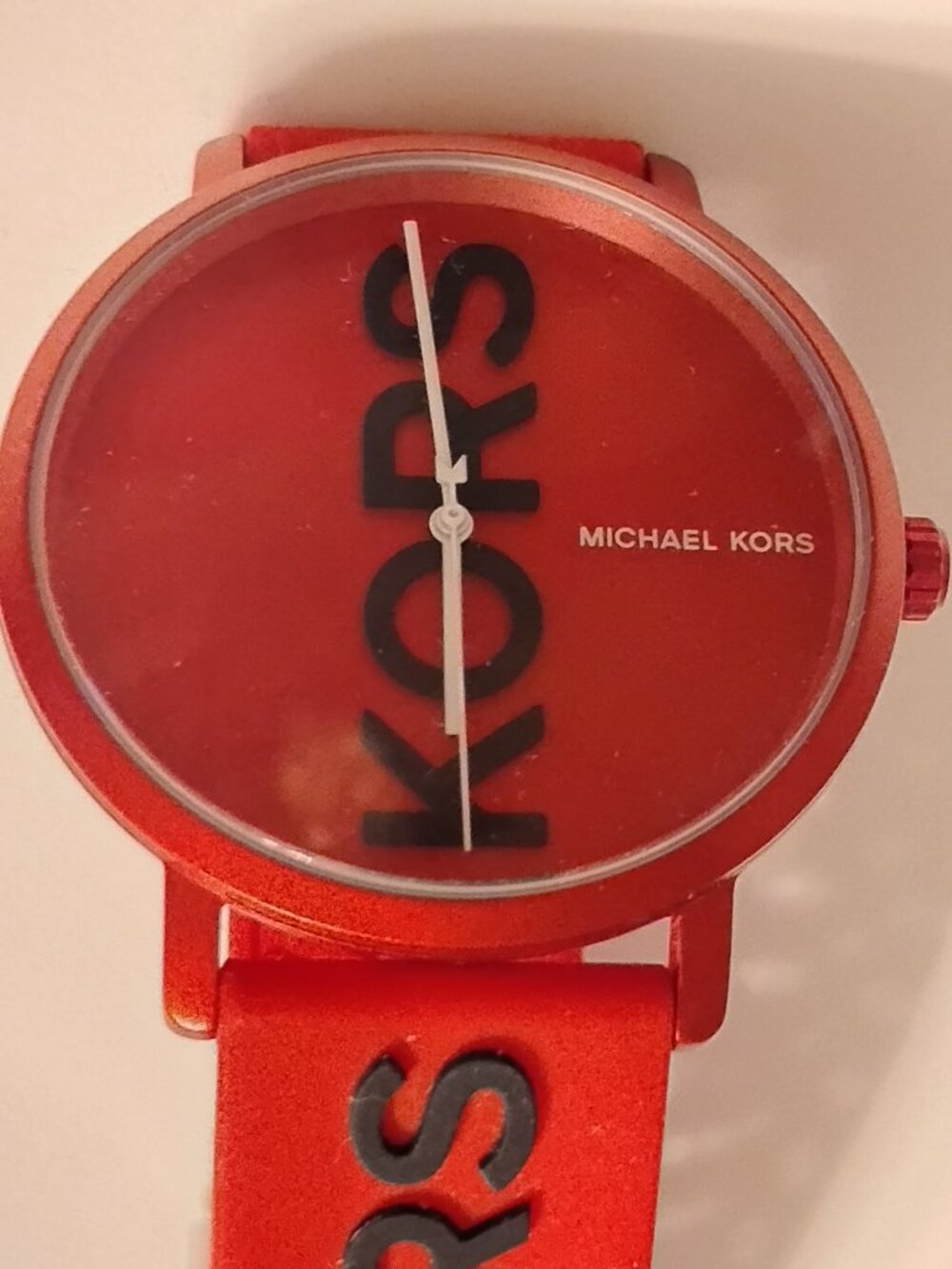 Michael Kors Logo Watch With Red Dial